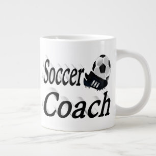 サッカーコーチハーフ文字 ジャンボコーヒーマグカップ