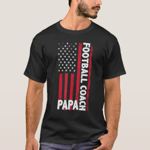 サッカーコーチパパアメリカ国旗の父の日 Tシャツ