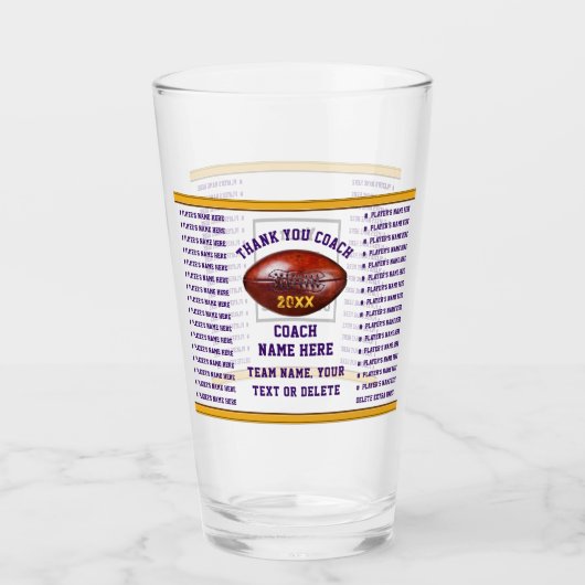サッカーコーチプレゼント、64プレイヤー名または削除 タンブラーグラス (正面)