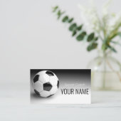 サッカーコーチプレーヤーインストラクタースタイリッシュ白黒 名刺 (スタンド正面)