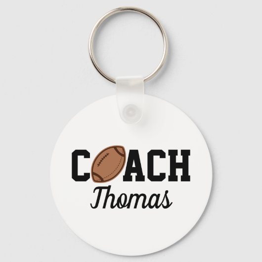 サッカーコーチプレーヤーボールデザインタイポグラフィ名 キーホルダー (正面)