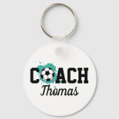 サッカーコーチプレーヤーボール絵を描スプラッシュネームスポーツ キーホルダー (正面)