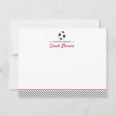 サッカーコーチ赤と黒の文房具ストライプの具 招待状 (正面)