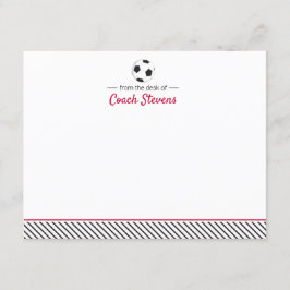 サッカーコーチ赤と黒の文房具ストライプの具 招待状