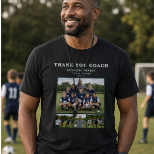 サッカーコーチ4枚フォトコラージュサンクスギフト Tシャツ
