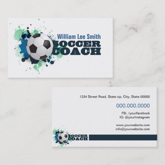 サッカーコーチ 名刺 (正面/裏面)