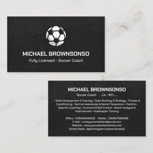 サッカーコーチ 名刺 (正面/裏面)