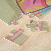 サッカーゴアリーゴールキーパーキーパーレトロイラストレーション ジグソーパズル (側面)