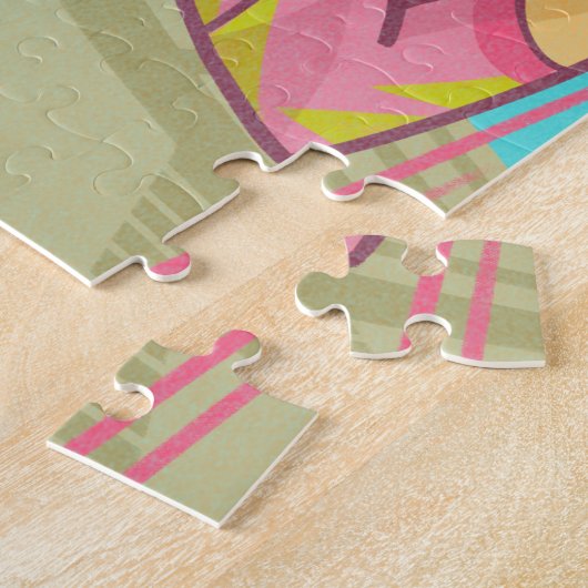 サッカーゴアリーゴールキーパーキーパーレトロイラストレーション ジグソーパズル (側面)