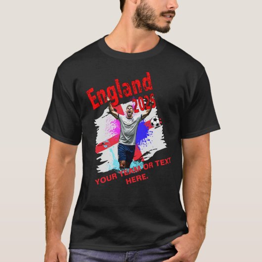 サッカーゴールお祝いイングランド国旗2025 Tシャツ (正面)