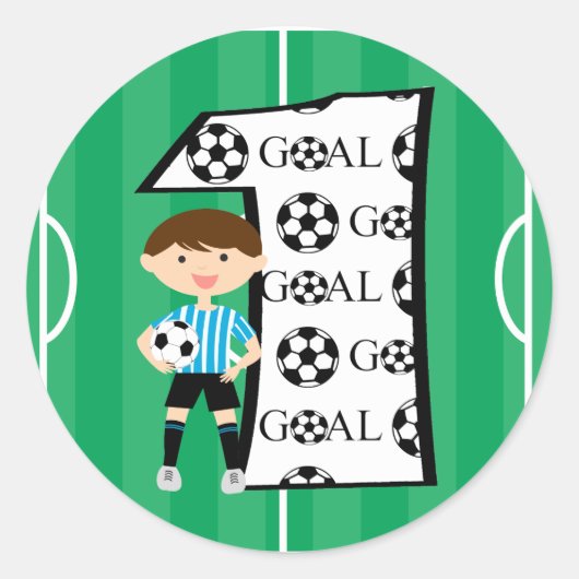 サッカーゴールのシール付き1位 ラウンドシール (正面)