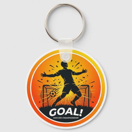 サッカーゴールの歓喜スタジアムのシーン キーホルダー (正面)