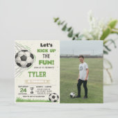 サッカーゴール誕生日招待状（写真付） 招待状 (スタンド正面)