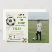 サッカーゴール誕生日招待状（写真付） 招待状 (正面/裏面)