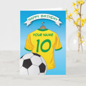 サッカーサッカーイエローグリーンシャツカスタム誕生日 カード (黄色い花)