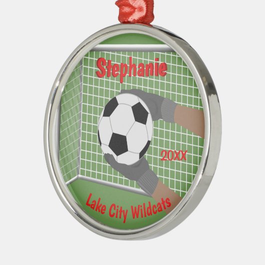 サッカーサッカーゴアリーパーソナライズされたオーナメント メタルオーナメント (左)
