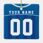 サッカーサッカージャージーの名前と番号のテンプレート セラミックオーナメント (裏面)