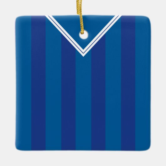 サッカーサッカージャージーの名前と番号のテンプレート セラミックオーナメント (正面)