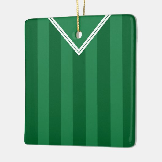 サッカーサッカージャージーの名前と番号のテンプレート セラミックオーナメント (左)