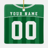 サッカーサッカージャージーの名前と番号のテンプレート セラミックオーナメント (裏面)
