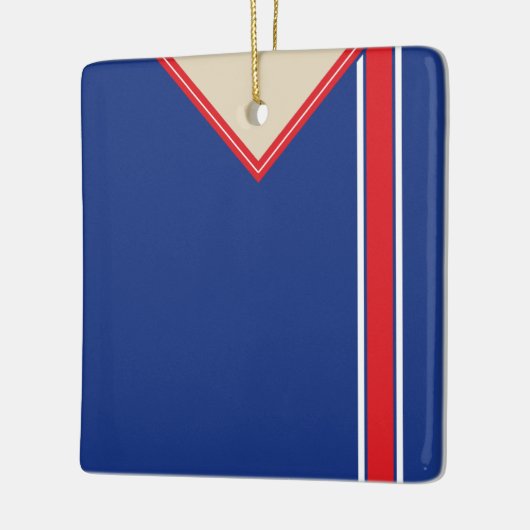 サッカーサッカージャージーテンプレートオーナメントブルーレッド セラミックオーナメント (左)