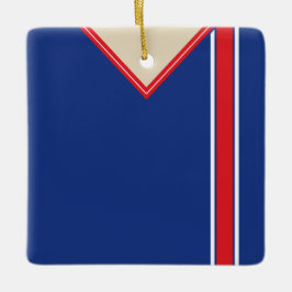 サッカーサッカージャージーテンプレートオーナメントブルーレッド セラミックオーナメント