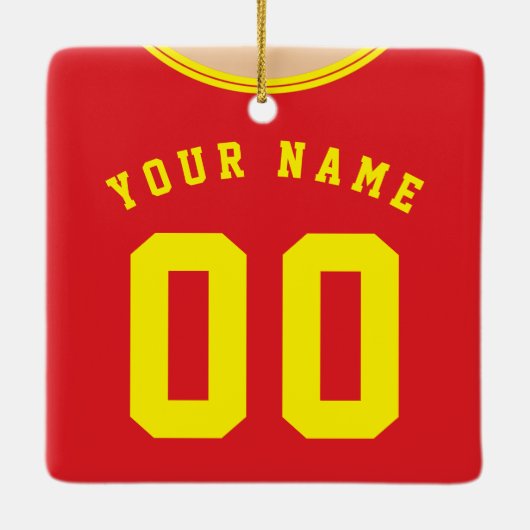 サッカーサッカージャージーテンプレートストライプオーナメント セラミックオーナメント (裏面)