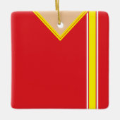 サッカーサッカージャージーテンプレートストライプオーナメント セラミックオーナメント (正面)