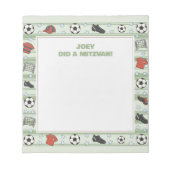 サッカーサッカースポーツテーマパーソナライズされた(ユダヤ教の)バル・ミツバー ノートパッド (正面)