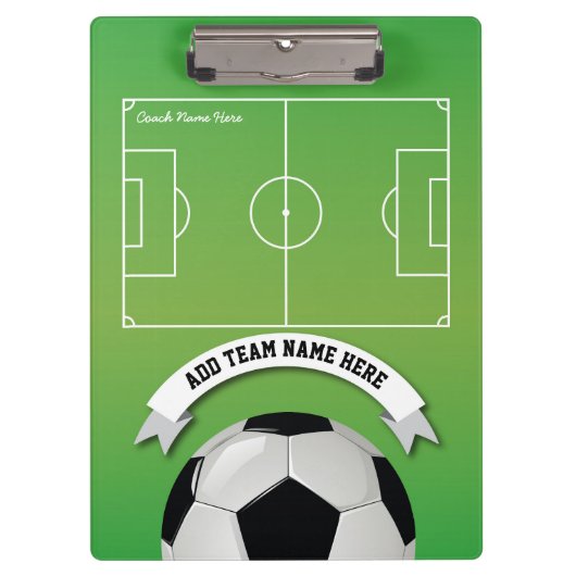 サッカーサッカーチームのコーチパーソナライズされたー クリップボード (正面)