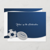 サッカーサッカーバー(ユダヤ教の)バル・ミツバー披露宴カード 招待状 (正面/裏面)