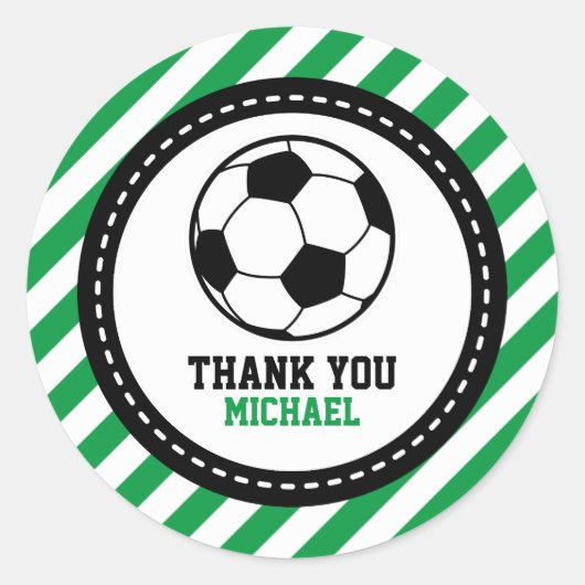 サッカーサッカーパーティーありがとうメッセージカード ラウンドシール (正面)