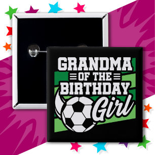 サッカーサッカーパーティーおばあちゃん誕生日女の子 缶バッジ