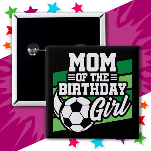 サッカーサッカーパーティーママの誕生日ガール 缶バッジ