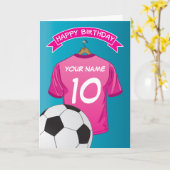 サッカーサッカーピンクガールズシャツスポーツ誕生日 カード (黄色い花)