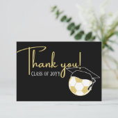 サッカーサッカーブラック金ゴールド卒業ボールキャップ サンキューカード (スタンド正面)