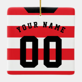 サッカーサッカーラグビージャージー名番号テンプレート セラミックオーナメント