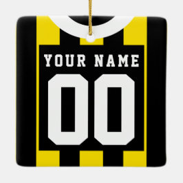 サッカーサッカーラグビージャージー名番号テンプレート セラミックオーナメント