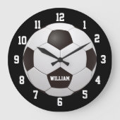 サッカーサッカー名前をカスタムする ラージ壁時計 (正面)