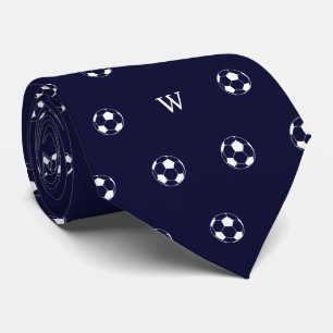 サッカーサッカー恋人ギフトモノグラムイニシャルブルー ネクタイ