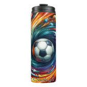 サッカーサッカー抽象芸術旋回カラー爆発 タンブラー (正面)