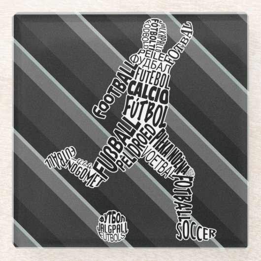 サッカーサッカー言語ガラスコースター ガラスコースター (正面)