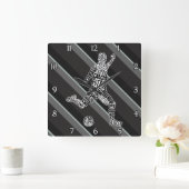 サッカーサッカー言語時計 スクエア壁時計 (ホーム)