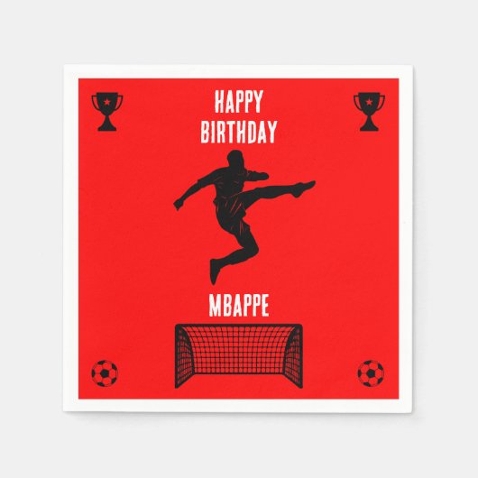 サッカーサッカー誕生日バナー スタンダードカクテルナプキン (正面)