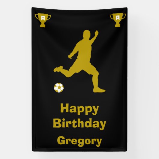 サッカーサッカー誕生日バナー 横断幕 (縦)