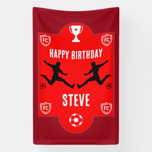 サッカーサッカー誕生日バナー 横断幕 (縦)