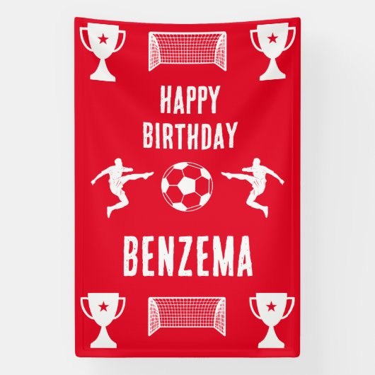 サッカーサッカー誕生日バナー 横断幕 (縦)