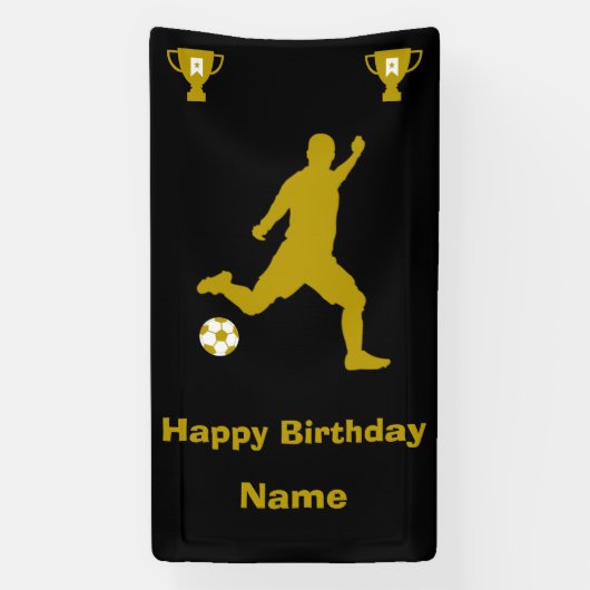 サッカーサッカー誕生日バナー 横断幕 (縦)