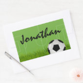 サッカーサッカー誕生日パーティーバッグ名 長方形シール (封筒)