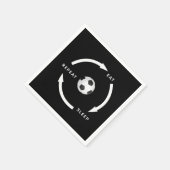 サッカーサッカー食べスリープリープレーススポーツファンことわざ スタンダードカクテルナプキン (角)